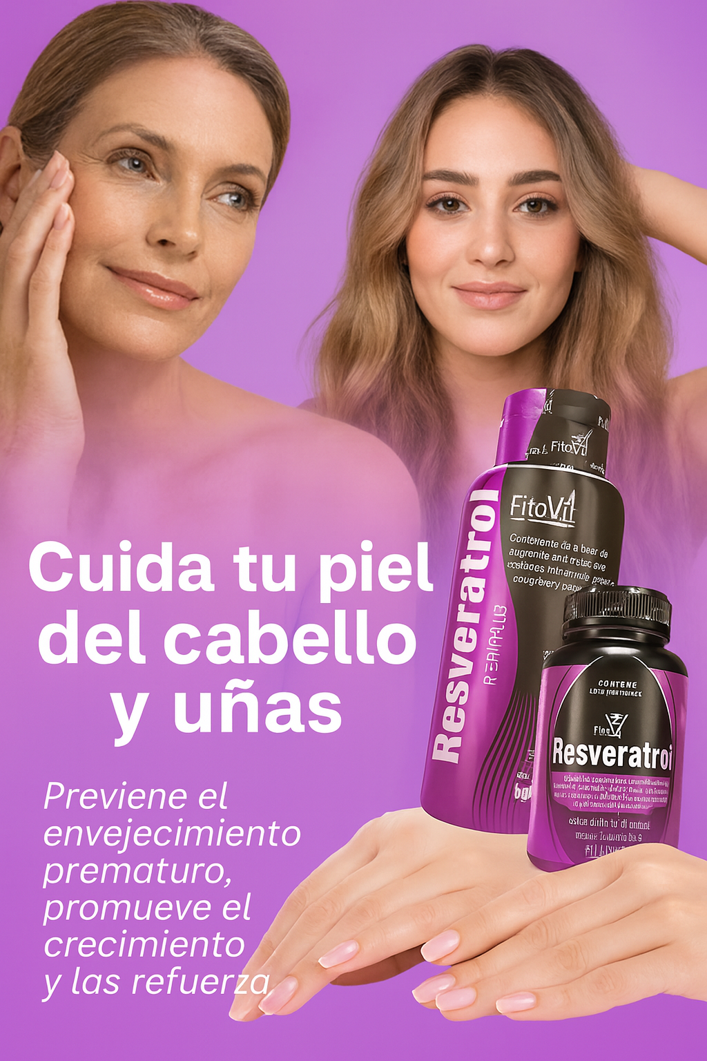 NUEVO COMBO RESVERATROL + COLAGENO  FITOVIT (Líquido 500 ml + 60 Tabletas)