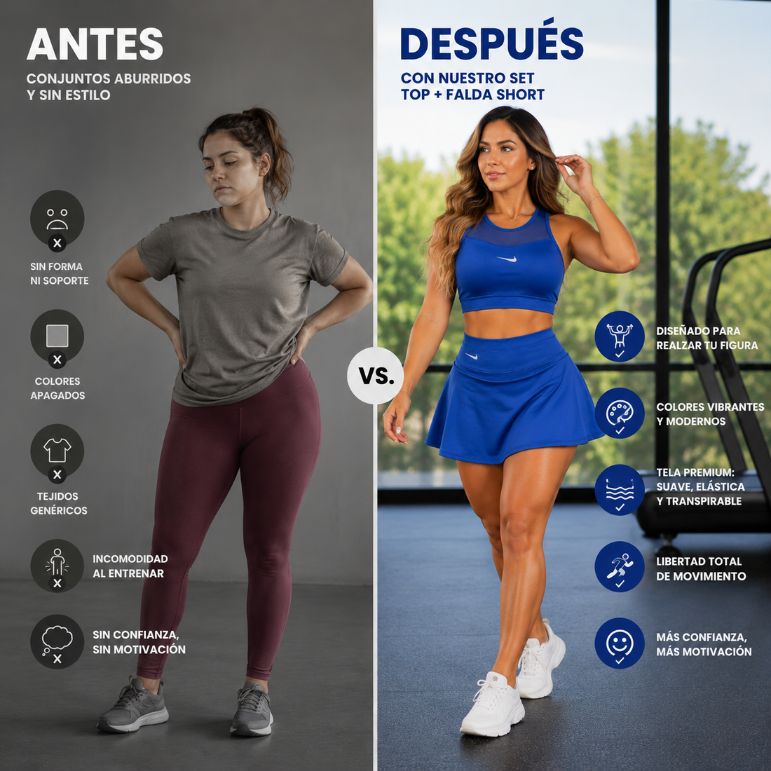 Set Deportivo MoldeaFit (Top+ Falda short)