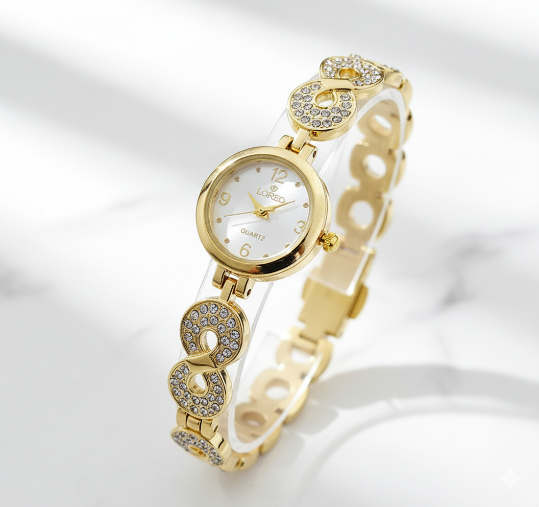 NUEVO KIT LUXUR 5 EN 1: RELOJ + COLLAR + ARETES + ANILLO + PULSERA