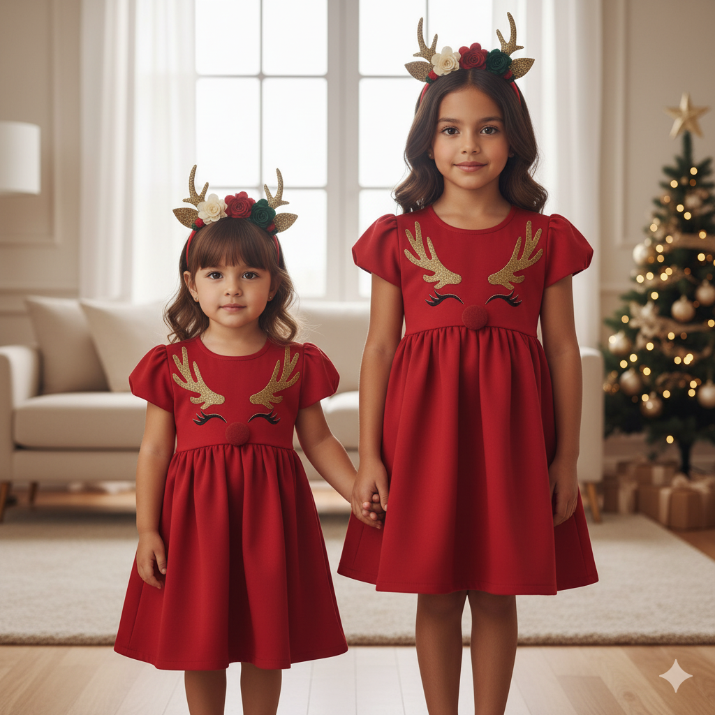 ✨ Nuevo Vestido Navideño Princesa Reno + Balaca Gratis