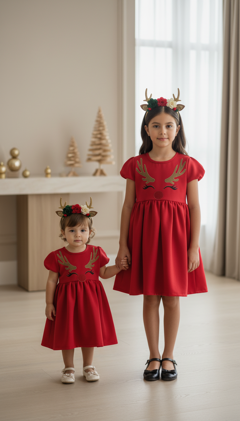 ✨ Nuevo Vestido Navideño Princesa Reno + Balaca Gratis